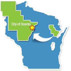 The City of Oconto on the map of wisoconsin