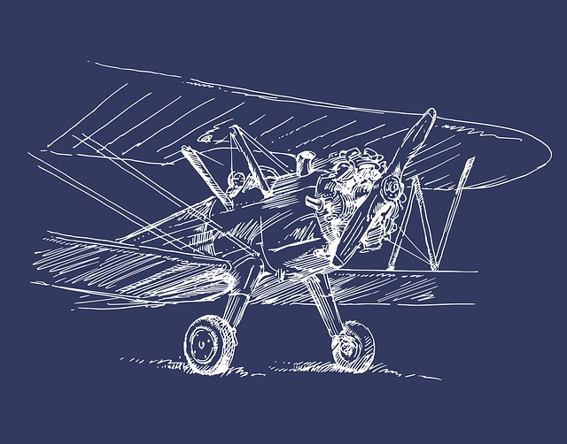 An outline sketch oft a biplane
